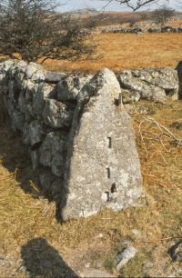 Slotted granite gatepost