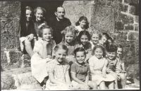 Sunday School children with Rev. Burton - 1949