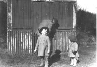 Mrs Wheeler, Susan and Stewart at the fishing hut, Leighon ponds