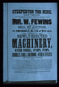 Advertisement of sale by auction of Steeperton tor mine