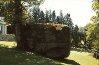 Granite boulder in garden