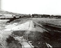 Laying the railway track at Sheepstor Dam