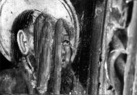 Defaced figure on Manaton church rood screen