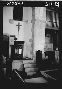 The pulpit at Meavy Church