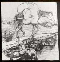 Clapper bridge and packhorse - drawing