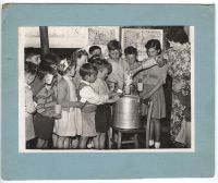 Milk handout at Teigngrace and Bickington school