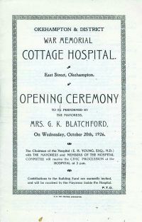 Okehampton War Memorial Hospital Opening Ceremony