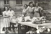 British Legion Women's Section- fund raising stall by market cross, South Zeal 1949