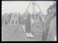 Mayor laying foundation stone, Dawlish