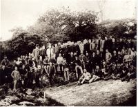 Gathering of spectators for the start of work on the Burrator Reservoir