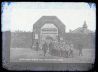 Princetown Prison: prison working party leaving main gates, Lydford (Princetown)