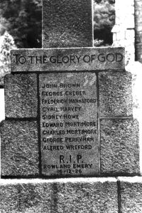 Churchyard War Memorial Displaying Names of Manaton Men Who Fell in the Great War 1914-1918