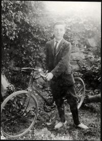 George Hooper with bicycle