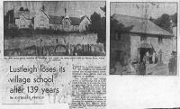 Newspaper cutting recording the closure of Lustleigh village school