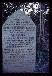 Stone memorial marking Quaker burial ground