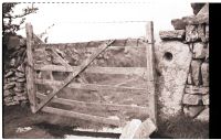 Holed stone used as a Gatepost at Ringmoor Down