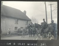 Mid-Devon foxhounds meet at Sandypark on a very windy day