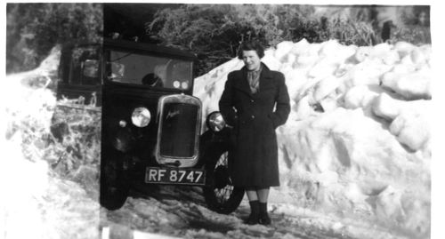 The Clements on their paper round during the blizzards of 1947