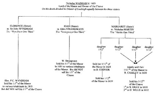 Diagram detailing the ownership of Lustleigh Cleave over the centuries