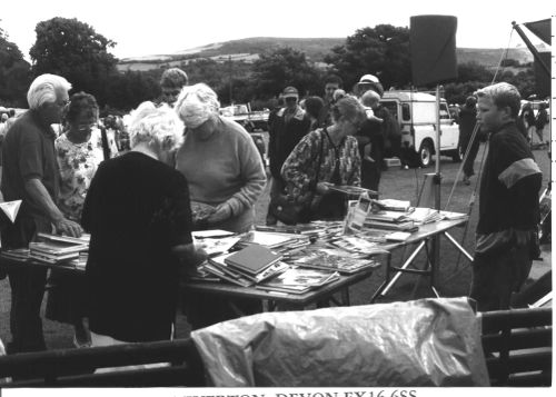 Jim Goddard at the bookstall, Manaton show 1999