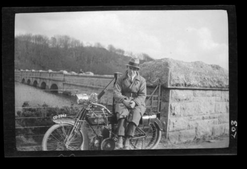 A man on a Charter&Lea motorcycle