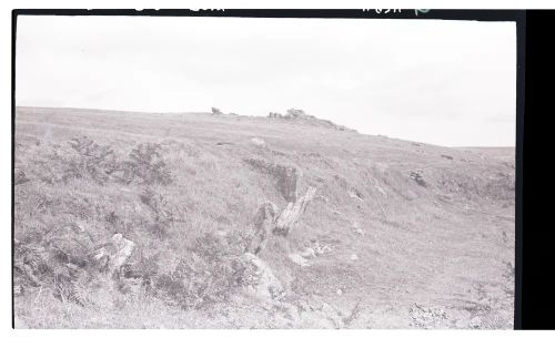 Stone row at Black Tor by a newtake wall