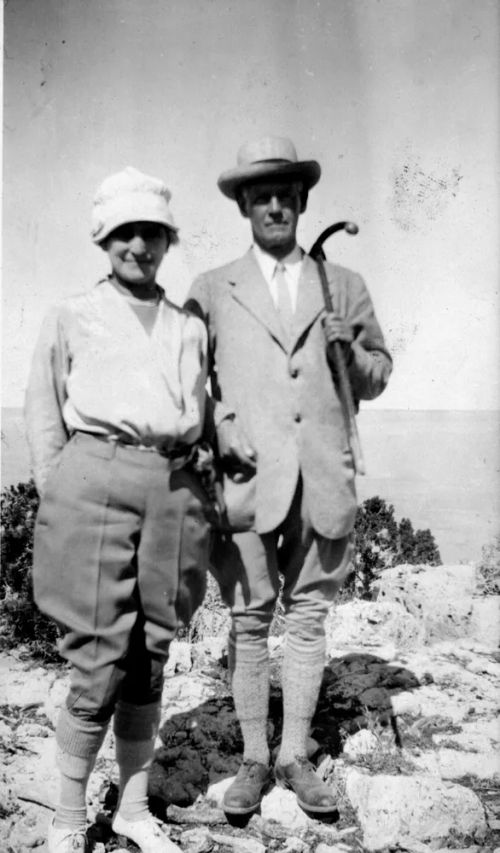 John and Ada Galsworthy walking on the moor