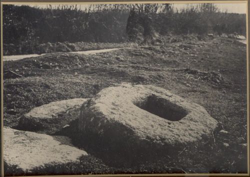 Socket stone for a medieval cross above Greenwell Gert