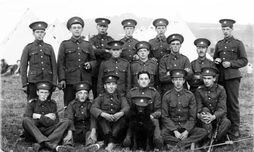 1WW 1ST COMPANY 24TH DEVONSHIRE VOUNTEERS FROM OTTERY ST MARY AT BULFORD CAMP, SALISBURY