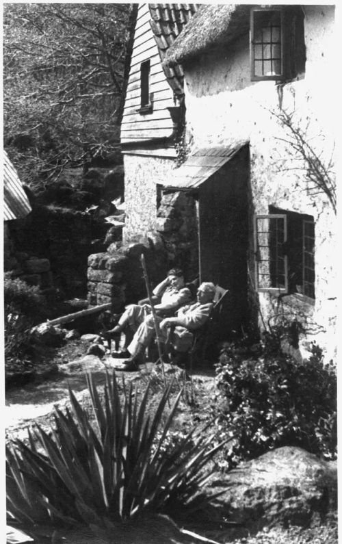 Relaxing outside Foxworthy Mill, 1930s