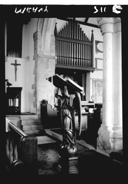 The pulpit at Meavy Church