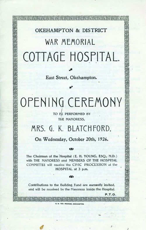 Okehampton War Memorial Hospital Opening Ceremony