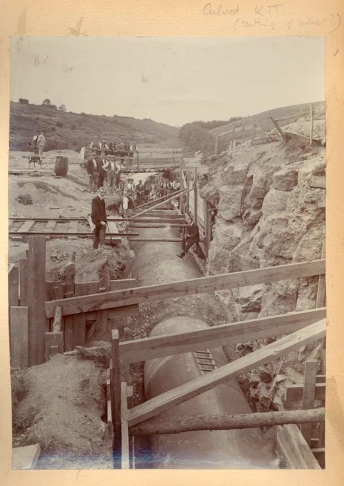 Cutting a culvert for one of the Hennock reservoirs