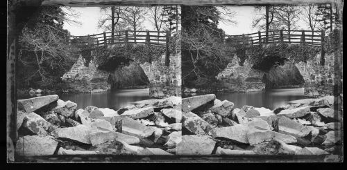 Stereoscopic view of river bridge