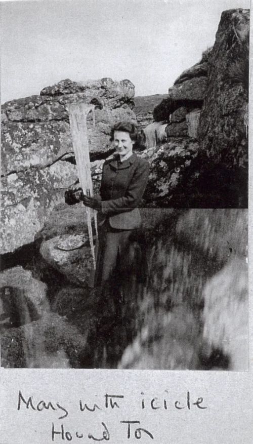 Mary Waterfield  with icicle at Hound Tor