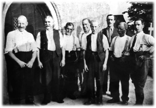 Lustleigh Parish Church Bellringers at the West Door