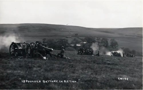 Uncatalogued: 18 Pounder in action - Okehampton Camp - unused..jpg