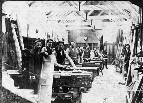 CONSCIENTIOUS OBJECTORS WORKING IN THE DARTMOOR PRISON WOODWORK SHOP