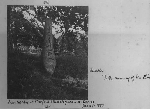 Inscribed stone at Stowford Churchyard n Devon 