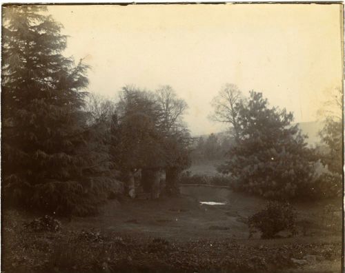 Hele House's summer house and view towards Dartmoor