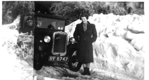 The Clements on their paper round during the blizzards of 1947