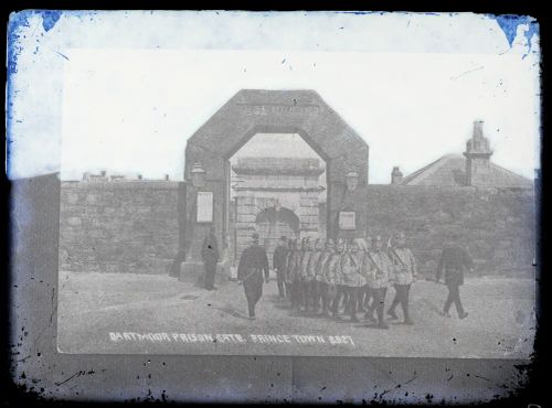 Princetown Prison: prison working party leaving main gates, Lydford (Princetown)