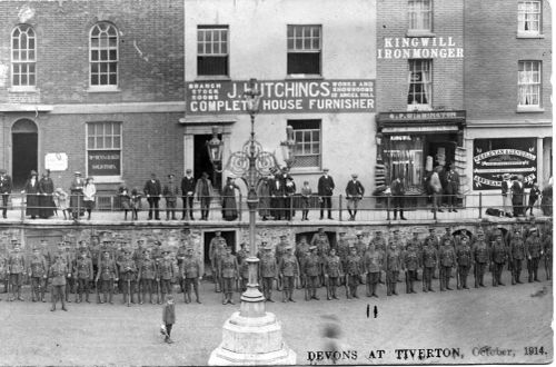 1WW DEVONSHIRE REGIMENT PARADE ON ANGEL HILL TIVERTON