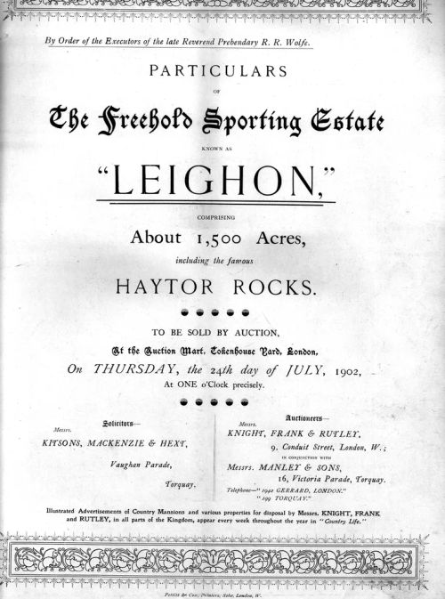 Leighon Estate sale document 1902.