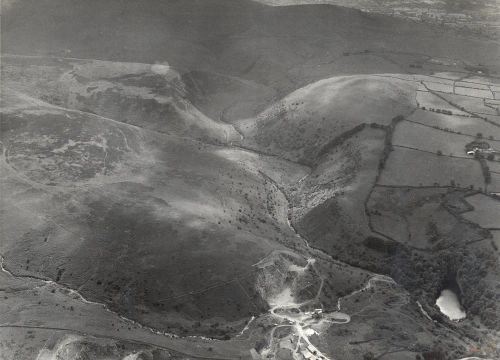 Aerial view of the West Okement valley looking from the British Railways quarry in a southerly direc