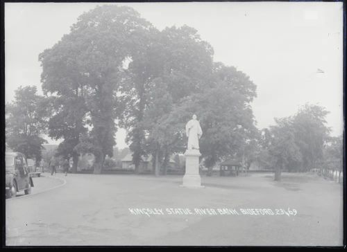  Statue of Charles Kingsley on river bank, Bideford