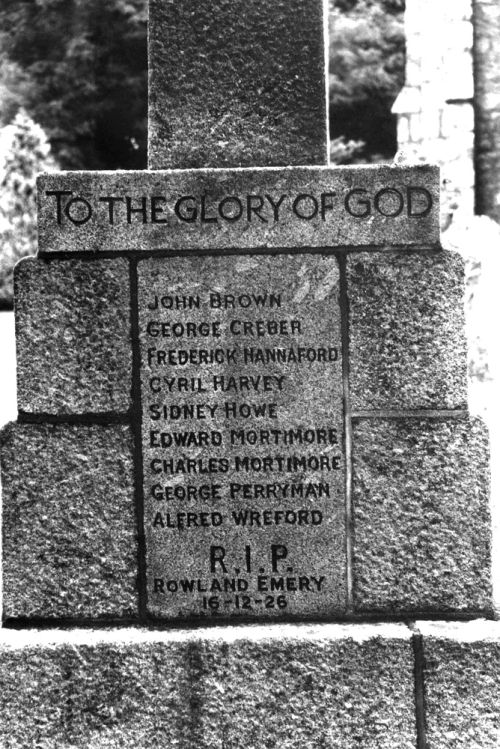 Churchyard War Memorial Displaying Names of Manaton Men Who Fell in the Great War 1914-1918