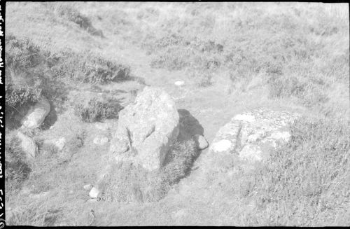 V-shaped groove in stone near and north of Warren House Inn on the side of Water Hill