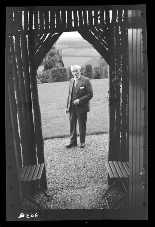 Sydney Taylor senior seen through the porch at Moorside, Horrabridge.