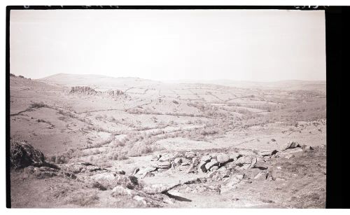 Moorland view of Beckabrook Valley, Hound Tor, Greator Rocks and Haytor down